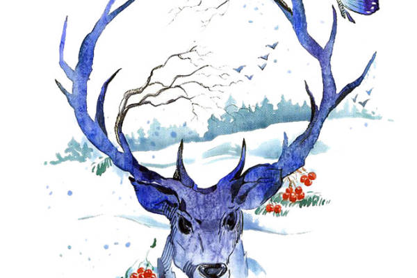 梦幻森林鹿头裁片印花服装 独特艺术风格印花服饰