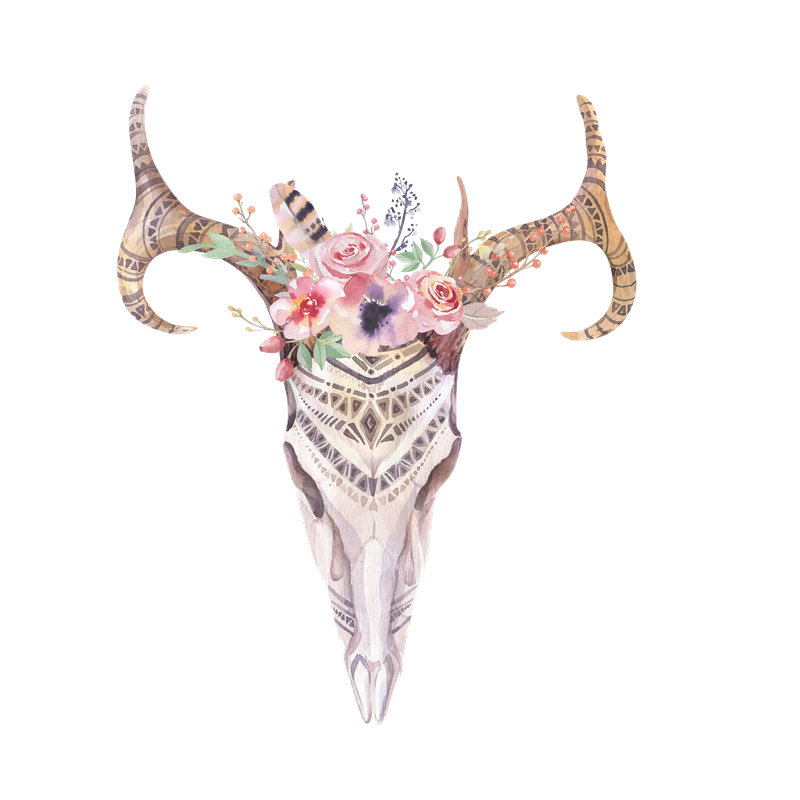 民族风花卉装饰牛头裁片印花服装印花设计