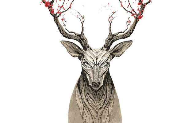 时尚鹿头裁片印花服装，独特艺术风格服装印花设计