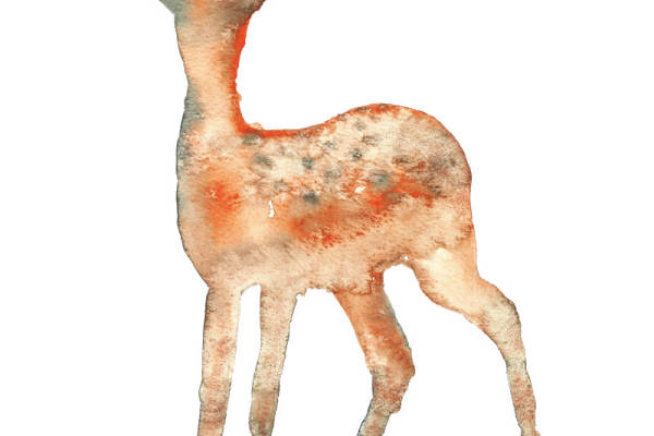 水彩风格鹿形裁片印花服装,优雅自然风服装印花设计