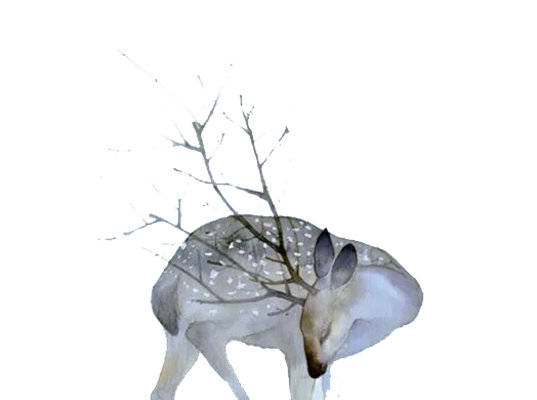 优雅鹿纹裁片印花服装,自然风格服装印花设计