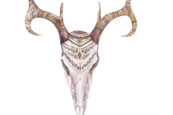 部落风格鹿头裁片印花服装印花设计