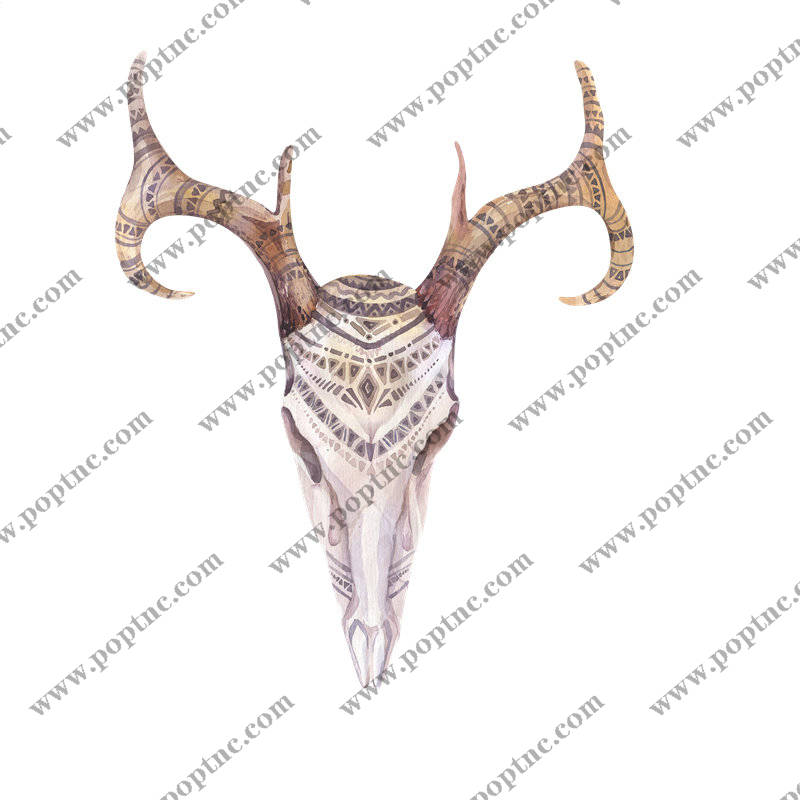 部落风格鹿头裁片印花服装印花设计