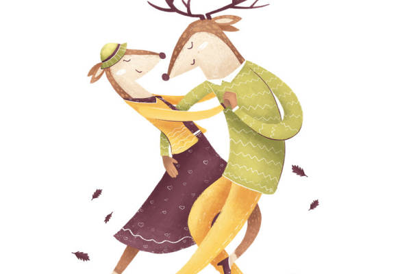 秋季情侣鹿头裁片印花服装，浪漫温馨服装印花设计