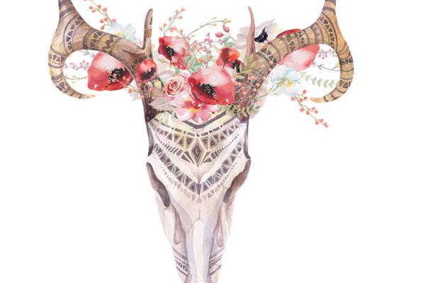 时尚鹿头裁片印花服装 艺术花卉图案设计