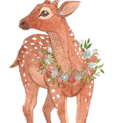 优雅鹿形花卉裁片印花服装，展现自然之美