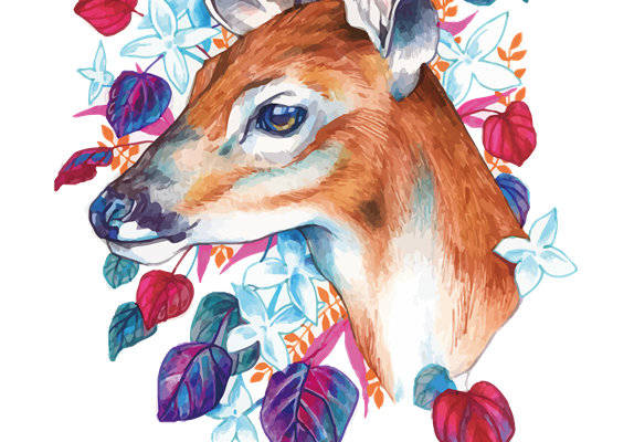 时尚自然风狐狸头裁片印花服装印花设计