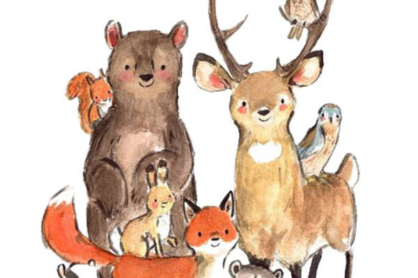 森林动物主题裁片印花服装印花设计