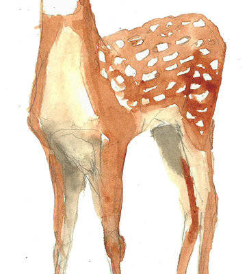 时尚自然风:水彩鹿纹裁片印花服装印花设计