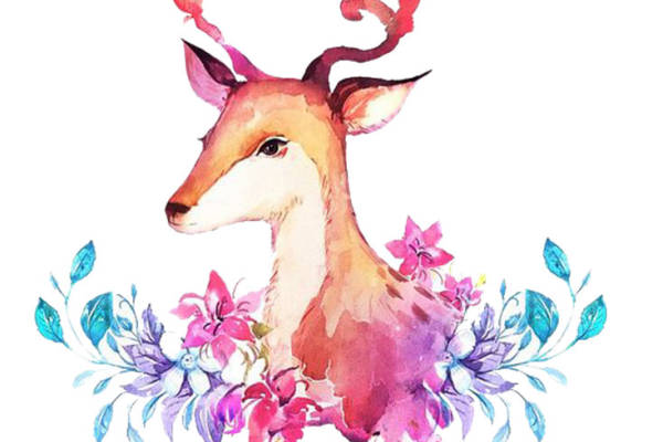 梦幻花卉鹿头裁片印花服装印花设计