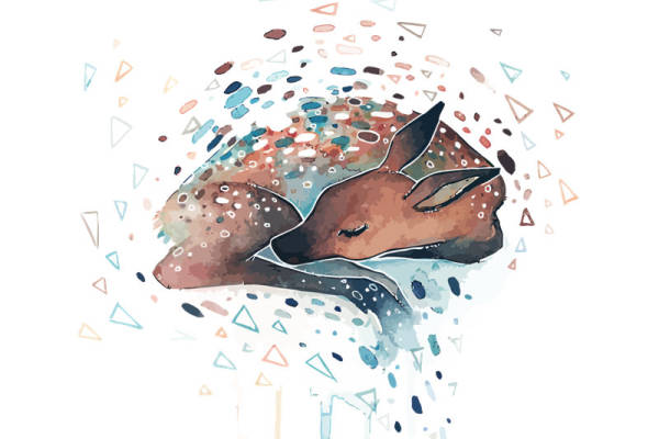 抽象几何图案鹿头裁片印花服装印花设计