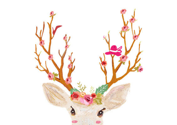 梦幻森林系列：可爱鹿角裁片印花服装