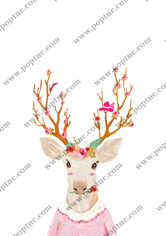 梦幻森林系列:可爱鹿角裁片印花服装