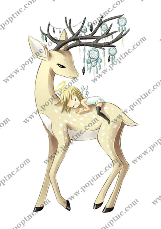 梦幻森林精灵与鹿裁片印花服装设计