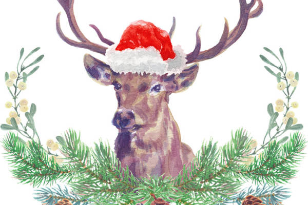 冬季圣诞主题鹿头裁片印花服装设计