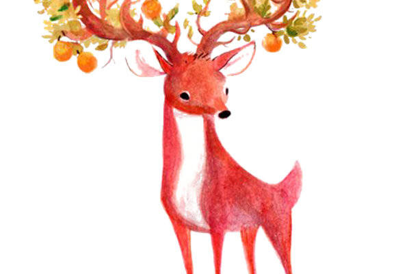 创意水彩鹿角裁片印花服装 清新自然风格服装印花设计