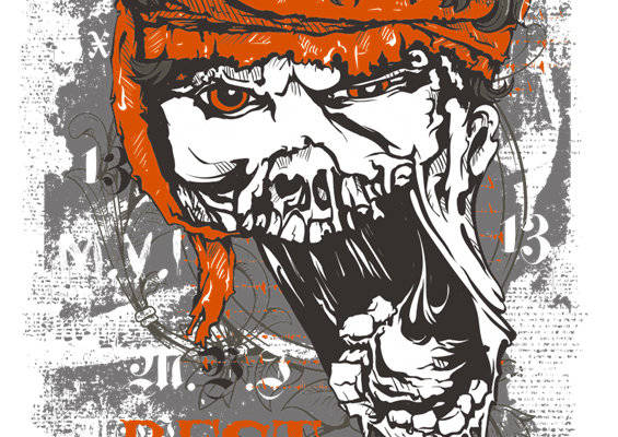 街头风格骷髅头裁片印花服装印花设计