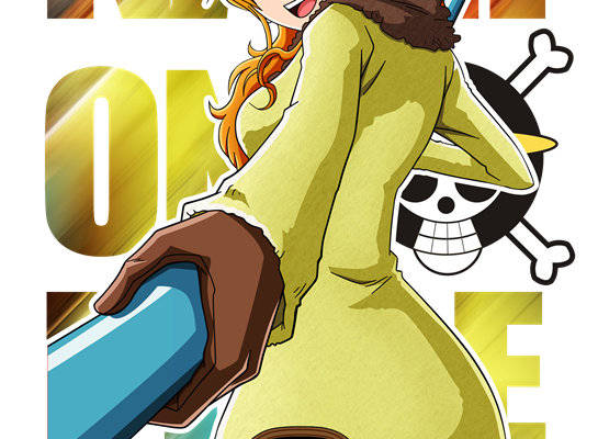 动漫风格服装印花设计：泥棒猫NAMI主题裁片印花