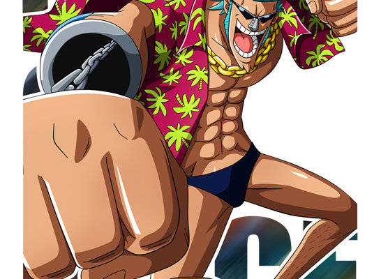 动漫风格裁片印花服装印花设计:FRANKY主题时尚T恤