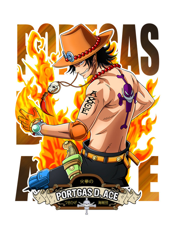 动漫主题裁片印花服装印花设计：Portgas D. Ace