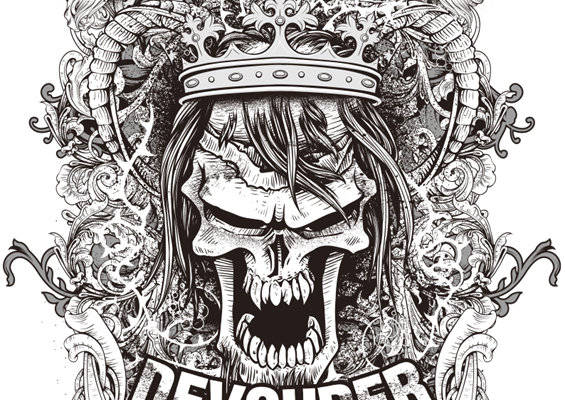 哥特式骷髅头皇冠裁片印花服装印花设计