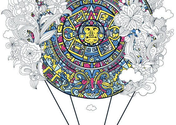 创意裁片印花服装:玛雅文化热气球图案设计