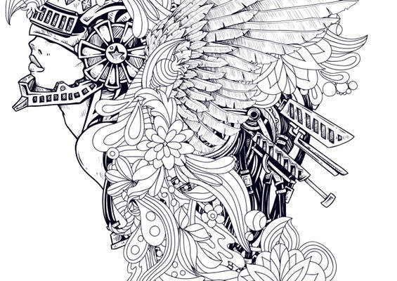 时尚潮流：独特武士裁片印花服装印花设计