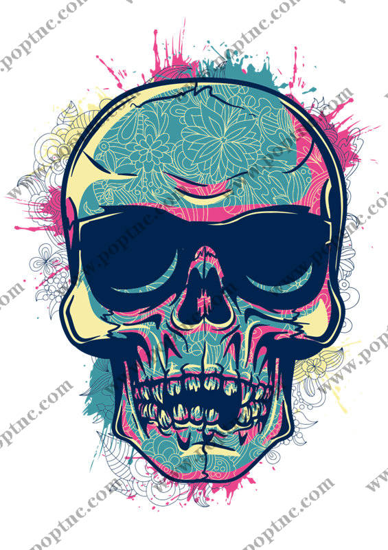 时尚骷髅头裁片印花服装印花设计