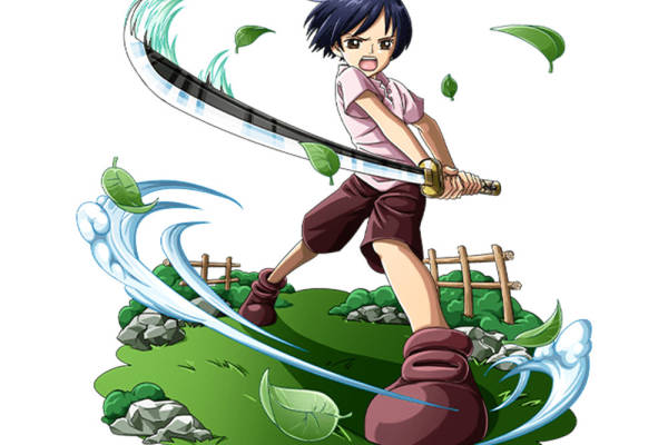 动漫风格少年挥剑裁片印花服装印花设计