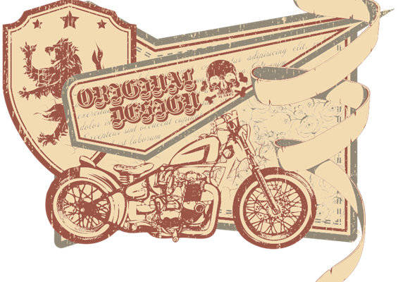 复古摩托车主题裁片印花服装印花设计