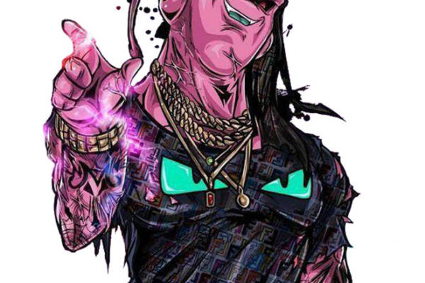 街头潮流风格粉色猪头裁片印花服装印花设计