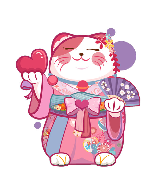 可爱猫咪和服裁片印花服装印花设计