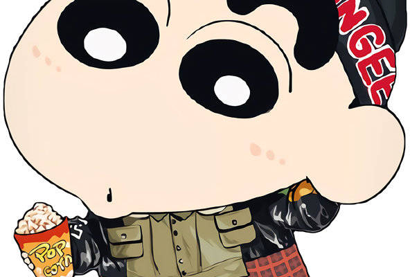 卡通风格服装印花设计:可爱小男孩与爆米花的趣味裁片印花