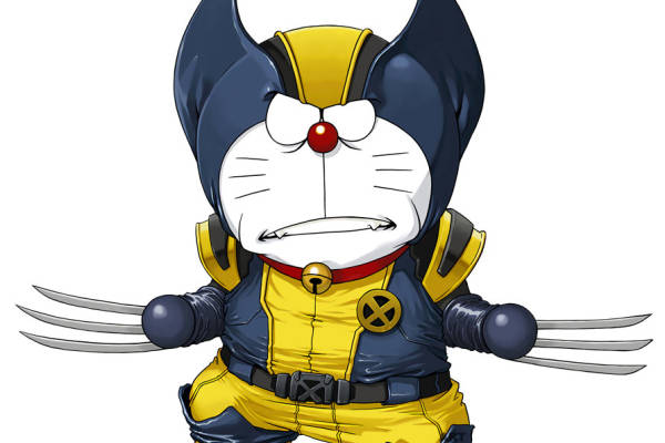 创意卡通裁片印花服装：哆啦A梦变装金刚狼