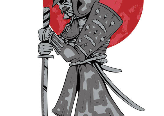 日本武士风格裁片印花服装印花设计