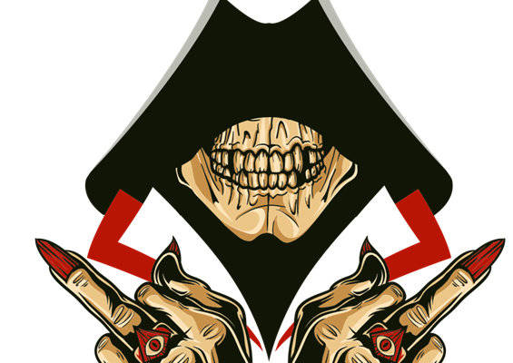 创意骷髅与玫瑰裁片印花服装设计