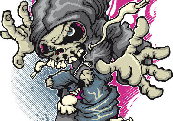 时尚街头风格骷髅裁片印花服装印花设计