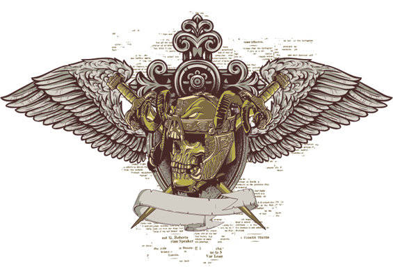 时尚街头风格骷髅头裁片印花服装印花设计