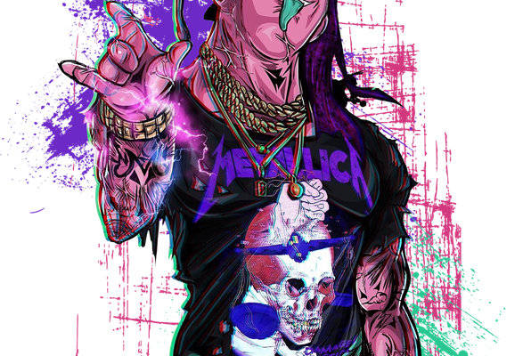 街头风格嘻哈猴头裁片印花服装印花设计