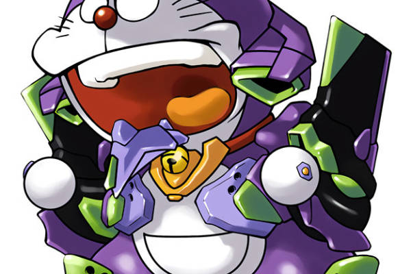 创意卡通裁片印花服装 机器猫圣诞老人风格服装印花设计