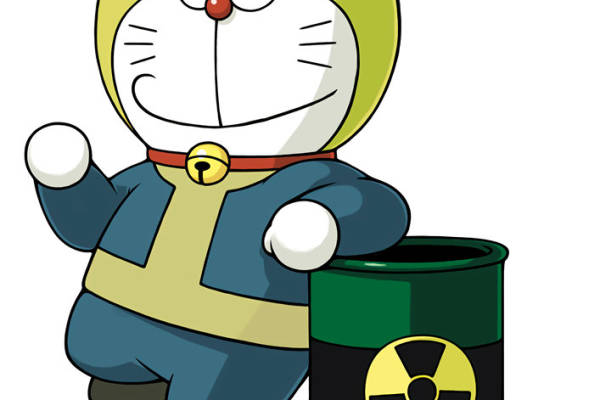 趣味卡通裁片印花服装印花设计：哆啦A梦与核能桶
