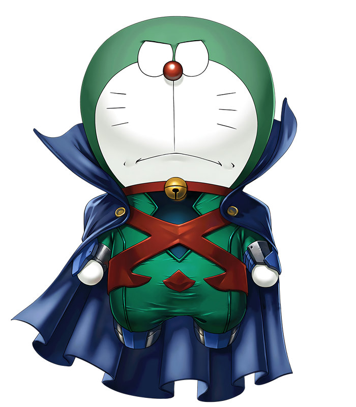 创意卡通裁片印花服装印花设计:哆啦A梦超级英雄风格