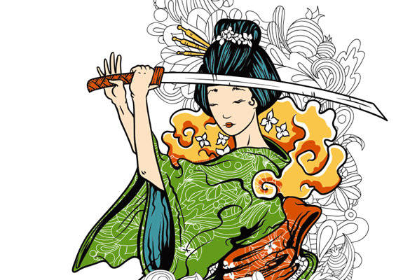 日本武士风格服装印花设计，展现传统与现代的完美结合