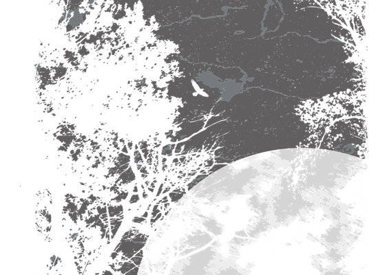 梦幻月夜树影裁片印花服装印花设计