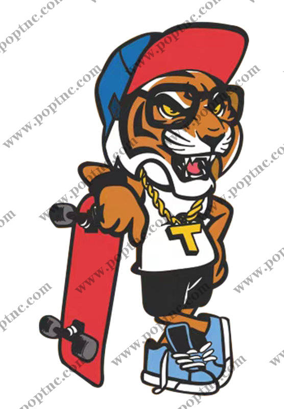 时尚街头风格老虎滑板裁片印花服装印花设计