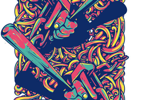 炫彩抽象艺术裁片印花服装印花设计