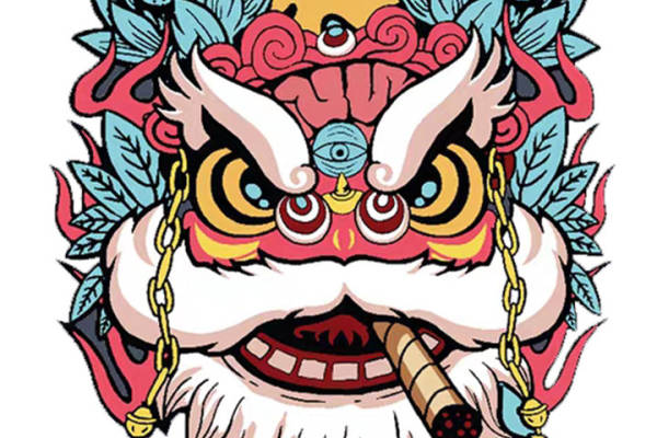 传统中国风舞狮裁片印花服装印花设计