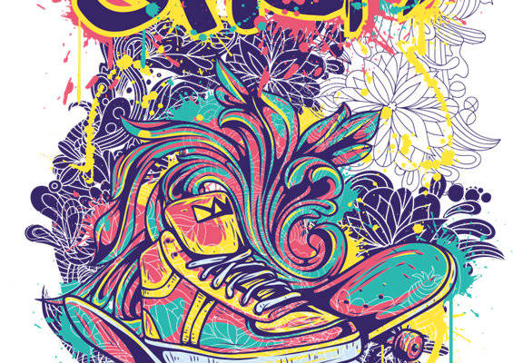 街头风涂鸦风格裁片印花服装印花设计