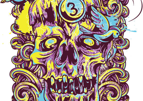 独特艺术风格裁片印花服装:骷髅与凤凰的神秘结合