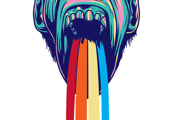 创意彩色大猩猩裁片印花服装印花设计